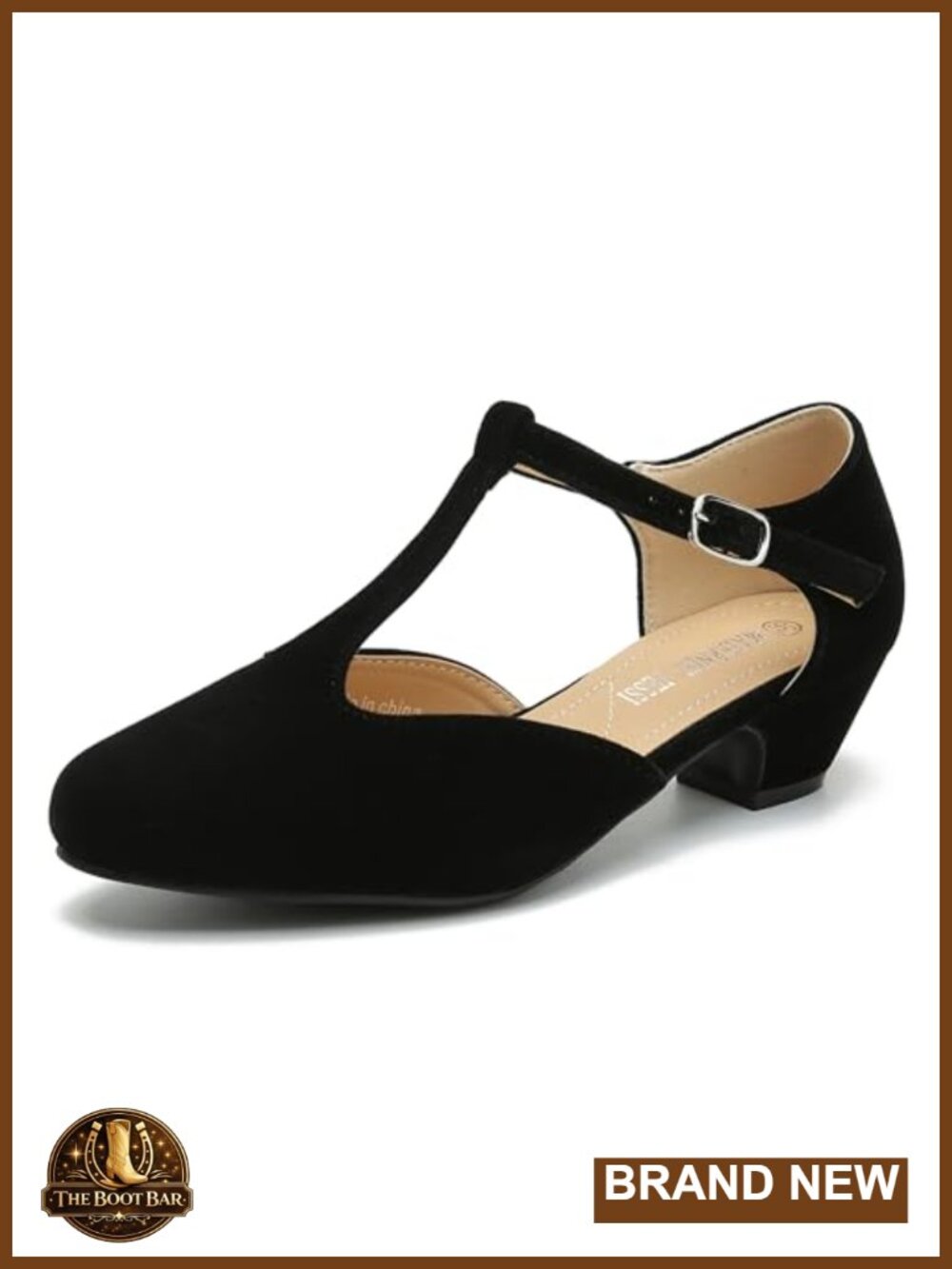 Women's T-Strap Mary Jane Pumps Low Block Heel Closed Toe Buckle Ankle Strap
